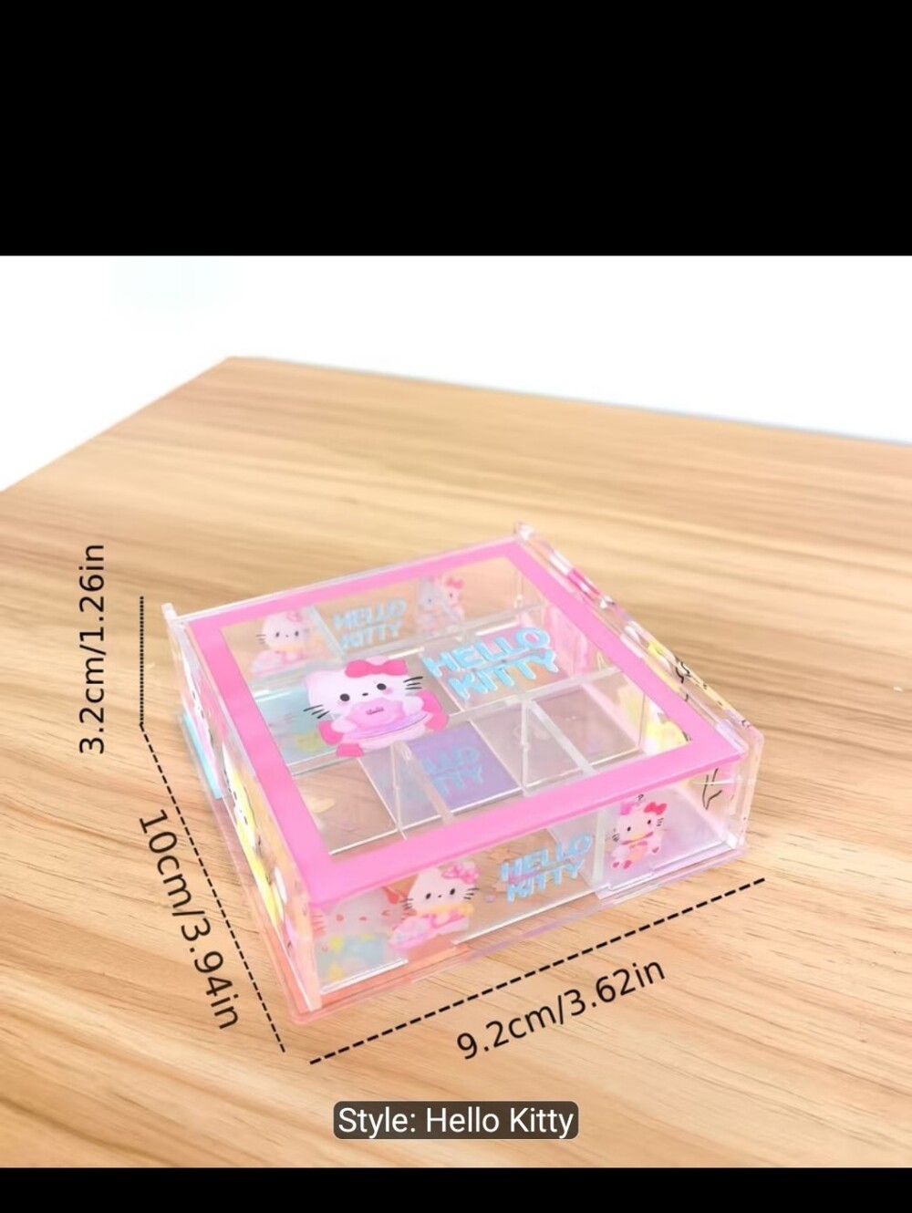 Hello Kitty Pink Clear Mini Storage Box with Character Panels